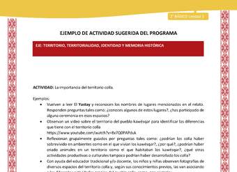 Actividad sugerida: LC02 - Colla - U1 - N°5: La importancia del territorio colla. Actividad sugerida: LC02 - Colla - U1 - N°5: La importancia del territorio colla.