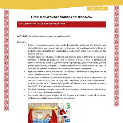 Actividad sugerida: LC02 - Colla - U2 - N°9: Crean historias de reciprocidad y colaboración. Actividad sugerida: LC02 - Colla - U2 - N°9: Crean historias de reciprocidad y colaboración.