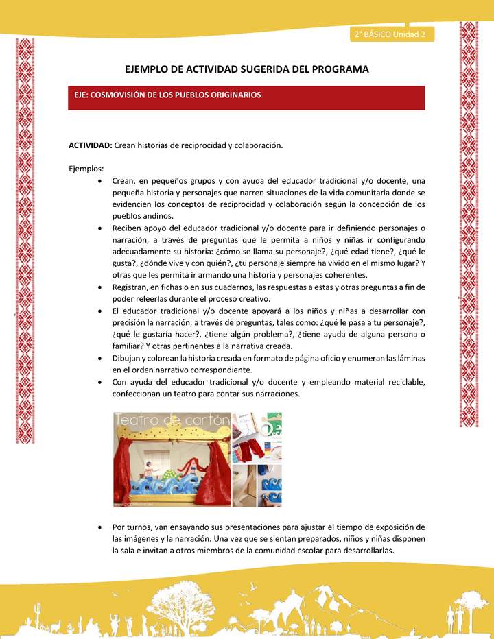 Actividad sugerida: LC02 - Colla - U2 - N°9: Crean historias de reciprocidad y colaboración. Actividad sugerida: LC02 - Colla - U2 - N°9: Crean historias de reciprocidad y colaboración.