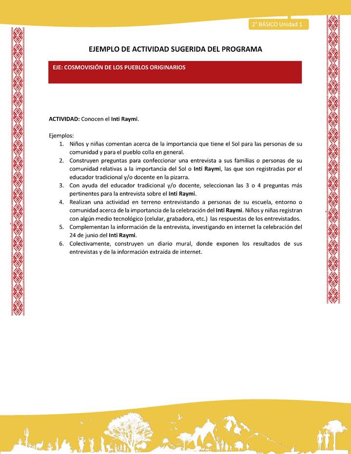 Actividad sugerida: LC02 - Colla - U1 - N°7: Conocen el Inti Raymi. Actividad sugerida: LC02 - Colla - U1 - N°7: Conocen el Inti Raymi.