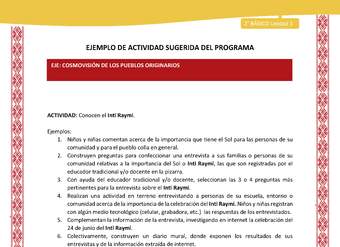 Actividad sugerida: LC02 - Colla - U1 - N°7: Conocen el Inti Raymi. Actividad sugerida: LC02 - Colla - U1 - N°7: Conocen el Inti Raymi.