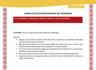 Actividad sugerida: LC02 - Colla - U1 - N°11: Crean un juego de memorice de plantas medicinales. Actividad sugerida: LC02 - Colla - U1 - N°11: Crean un juego de memorice de plantas medicinales.