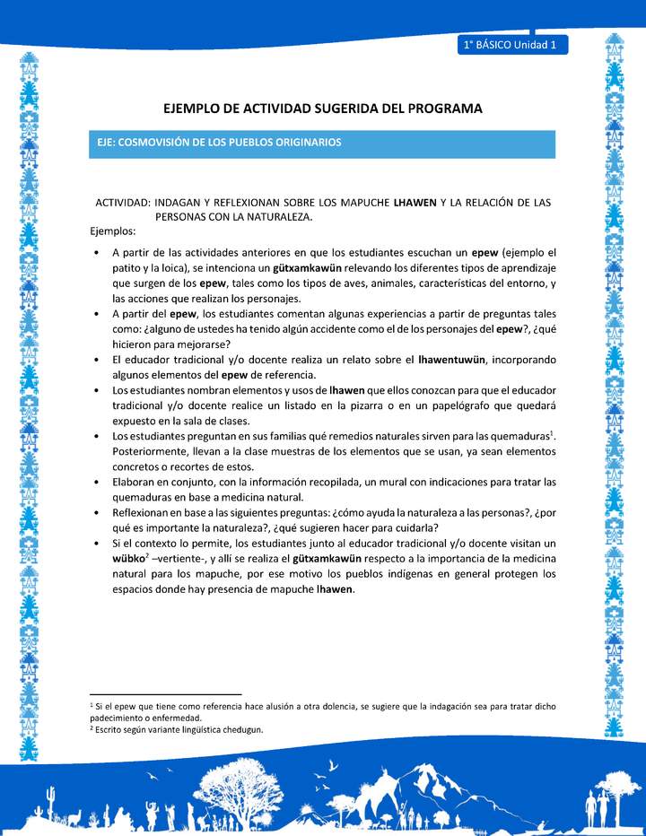Actividad sugerida: LC01 - Mapuche - U1 - N°8: INDAGAN Y REFLEXIONAN SOBRE LOS MAPUCHE LHAWEN Y LA RELACIÓN DE LAS PERSONAS CON LA NATURALEZA. Actividad sugerida: LC01 - Mapuche - U1 - N°8: INDAGAN Y REFLEXIONAN SOBRE LOS MAPUCHE LHAWEN Y LA RELACIÓN DE LAS PERSONAS CON LA NATURALEZA.