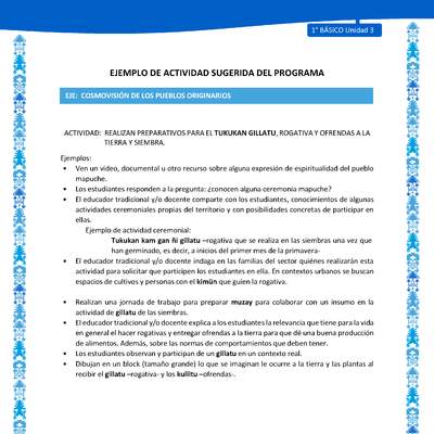 Actividad sugerida: LC01 - Mapuche - U3 - N°8: REALIZAN PREPARATIVOS PARA EL TUKUKAN GILLATU, ROGATIVA Y OFRENDAS A LA TIERRA Y SIEMBRA. Actividad sugerida: LC01 - Mapuche - U3 - N°8: REALIZAN PREPARATIVOS PARA EL TUKUKAN GILLATU, ROGATIVA Y OFRENDAS A LA TIERRA Y SIEMBRA.