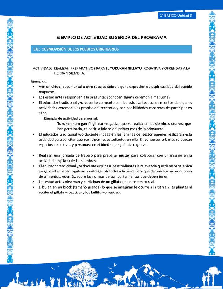 Actividad sugerida: LC01 - Mapuche - U3 - N°8: REALIZAN PREPARATIVOS PARA EL TUKUKAN GILLATU, ROGATIVA Y OFRENDAS A LA TIERRA Y SIEMBRA. Actividad sugerida: LC01 - Mapuche - U3 - N°8: REALIZAN PREPARATIVOS PARA EL TUKUKAN GILLATU, ROGATIVA Y OFRENDAS A LA TIERRA Y SIEMBRA.