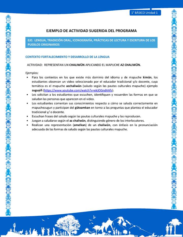 Actividad sugerida: LC01 - Mapuche - U1 - N°6: REPRESENTAN UN CHALIWÜN APLICANDO EL MAPUCHE AZ CHALIWÜN. Actividad sugerida: LC01 - Mapuche - U1 - N°6: REPRESENTAN UN CHALIWÜN APLICANDO EL MAPUCHE AZ CHALIWÜN.