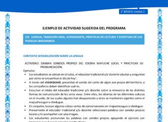 Actividad sugerida: LC01 - Mapuche - U2 - N°1: GRABAN SONIDOS PROPIOS DEL IDIOMA MAPUCHE LOCAL Y PRACTICAN SU PRONUNCIACIÓN. Actividad sugerida: LC01 - Mapuche - U2 - N°1: GRABAN SONIDOS PROPIOS DEL IDIOMA MAPUCHE LOCAL Y PRACTICAN SU PRONUNCIACIÓN.