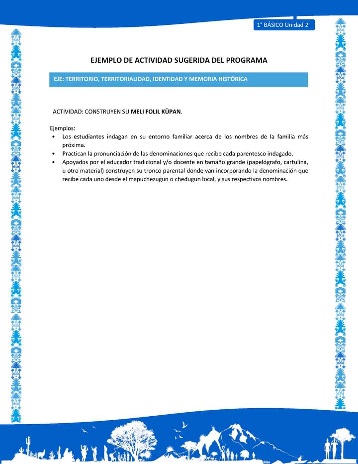 Actividad sugerida: LC01 - Mapuche - U2 - N°5: CONSTRUYEN SU MELI FOLIL KÜPAN Actividad sugerida: LC01 - Mapuche - U2 - N°5: CONSTRUYEN SU MELI FOLIL KÜPAN