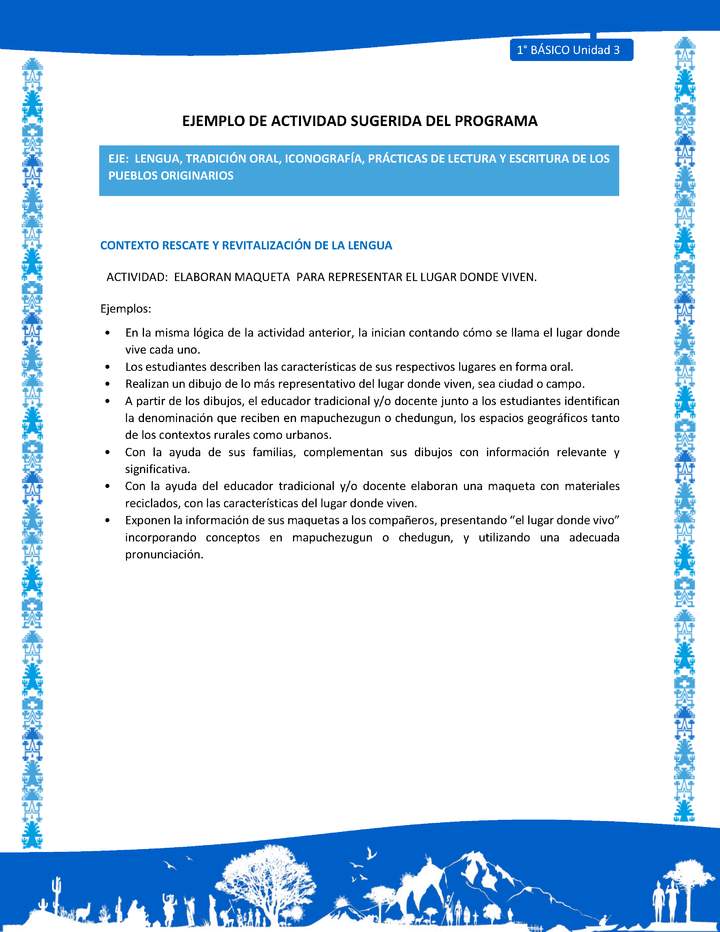 Actividad sugerida: LC01 - Mapuche - U3 - N°3: ELABORAN MAQUETA PARA REPRESENTAR EL LUGAR DONDE VIVEN. Actividad sugerida: LC01 - Mapuche - U3 - N°3: ELABORAN MAQUETA PARA REPRESENTAR EL LUGAR DONDE VIVEN.