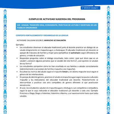 Actividad sugerida: LC01 - Mapuche - U1 - N°5: SALUDAN SEGÚN EL MAPUCHE AZ CHALIWÜN. Actividad sugerida: LC01 - Mapuche - U1 - N°5: SALUDAN SEGÚN EL MAPUCHE AZ CHALIWÜN.
