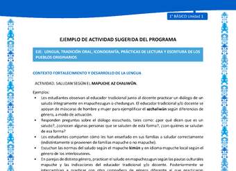 Actividad sugerida: LC01 - Mapuche - U1 - N°5: SALUDAN SEGÚN EL MAPUCHE AZ CHALIWÜN. Actividad sugerida: LC01 - Mapuche - U1 - N°5: SALUDAN SEGÚN EL MAPUCHE AZ CHALIWÜN.