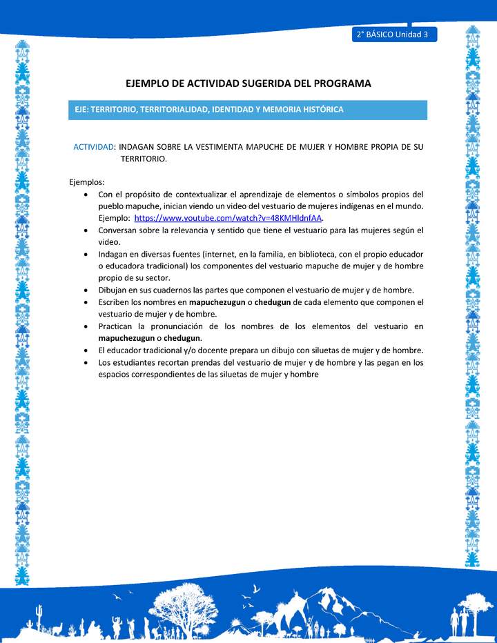 Actividad sugerida: LC02 - Mapuche - U3 - N°4: INDAGAN SOBRE LA VESTIMENTA MAPUCHE DE MUJER Y HOMBRE PROPIA DE SU TERRITORIO. Actividad sugerida: LC02 - Mapuche - U3 - N°4: INDAGAN SOBRE LA VESTIMENTA MAPUCHE DE MUJER Y HOMBRE PROPIA DE SU TERRITORIO.