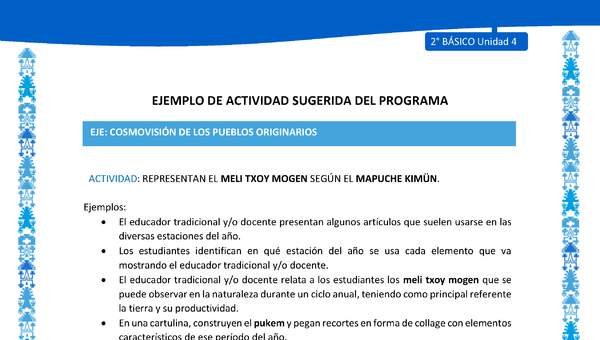 Actividad sugerida: LC02 - Mapuche - U4 - N°5: REPRESENTAN EL MELI TXOY MOGEN SEGÚN EL MAPUCHE KIMÜN. Actividad sugerida: LC02 - Mapuche - U4 - N°5: REPRESENTAN EL MELI TXOY MOGEN SEGÚN EL MAPUCHE KIMÜN.