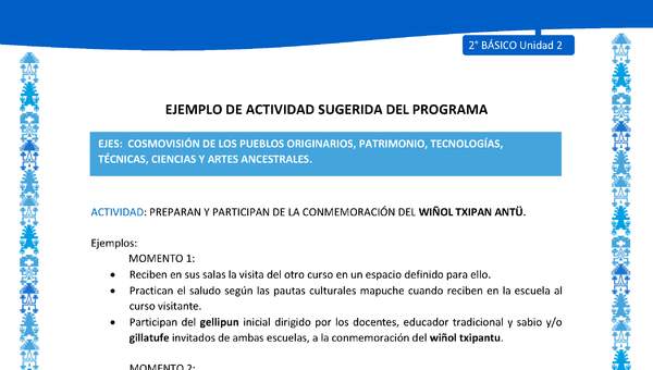Actividad sugerida: LC02 - Mapuche - U2 - N°9: PREPARAN Y PARTICIPAN DE LA CONMEMORACIÓN DEL WIÑOL TXIPAN ANTÜ. Actividad sugerida: LC02 - Mapuche - U2 - N°9: PREPARAN Y PARTICIPAN DE LA CONMEMORACIÓN DEL WIÑOL TXIPAN ANTÜ.