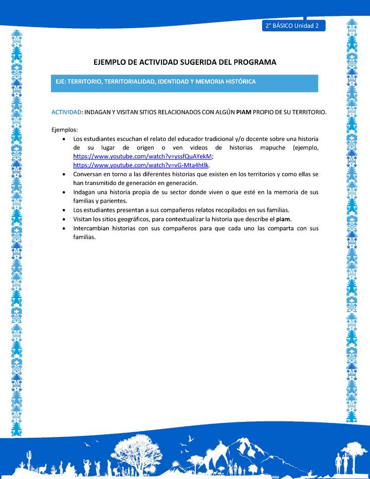 Actividad sugerida: LC02 - Mapuche - U2 - N°4: INDAGAN Y VISITAN SITIOS RELACIONADOS CON ALGÚN PIAM PROPIO DE SU TERRITORIO. Actividad sugerida: LC02 - Mapuche - U2 - N°4: INDAGAN Y VISITAN SITIOS RELACIONADOS CON ALGÚN PIAM PROPIO DE SU TERRITORIO.