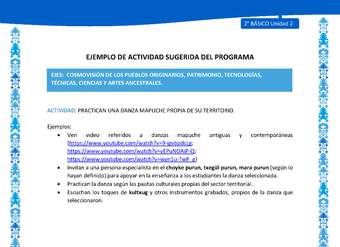 Actividad sugerida: LC02 - Mapuche - U2 - N°6: PRACTICAN UNA DANZA MAPUCHE PROPIA DE SU TERRITORIO Actividad sugerida: LC02 - Mapuche - U2 - N°6: PRACTICAN UNA DANZA MAPUCHE PROPIA DE SU TERRITORIO