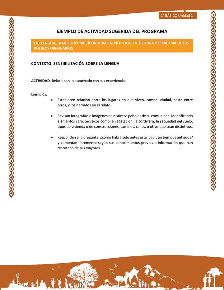 Actividad sugerida: LC01 - Lickanantay - U1 - N°3: RELACIONAN LO ESCUCHADO CON SUS EXPERIENCIAS. Actividad sugerida: LC01 - Lickanantay - U1 - N°3: RELACIONAN LO ESCUCHADO CON SUS EXPERIENCIAS.