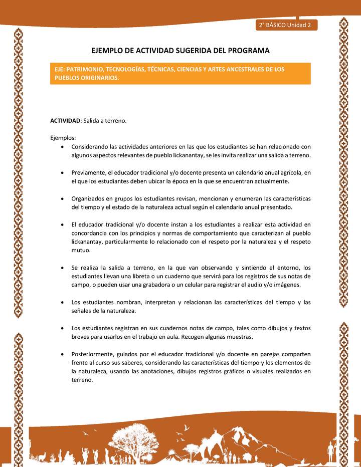 Actividad sugerida: LC02 - Lickanantay - U2 - N°7: SALIDA A TERRENO. Actividad sugerida: LC02 - Lickanantay - U2 - N°7: SALIDA A TERRENO.
