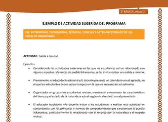 Actividad sugerida: LC02 - Lickanantay - U2 - N°7: SALIDA A TERRENO. Actividad sugerida: LC02 - Lickanantay - U2 - N°7: SALIDA A TERRENO.
