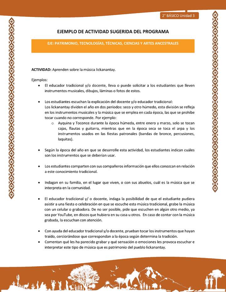 Actividad sugerida: LC02 - Lickanantay - U3 - N°8: APRENDEN SOBRE LA MÚSICA LICKANANTAY. Actividad sugerida: LC02 - Lickanantay - U3 - N°8: APRENDEN SOBRE LA MÚSICA LICKANANTAY.