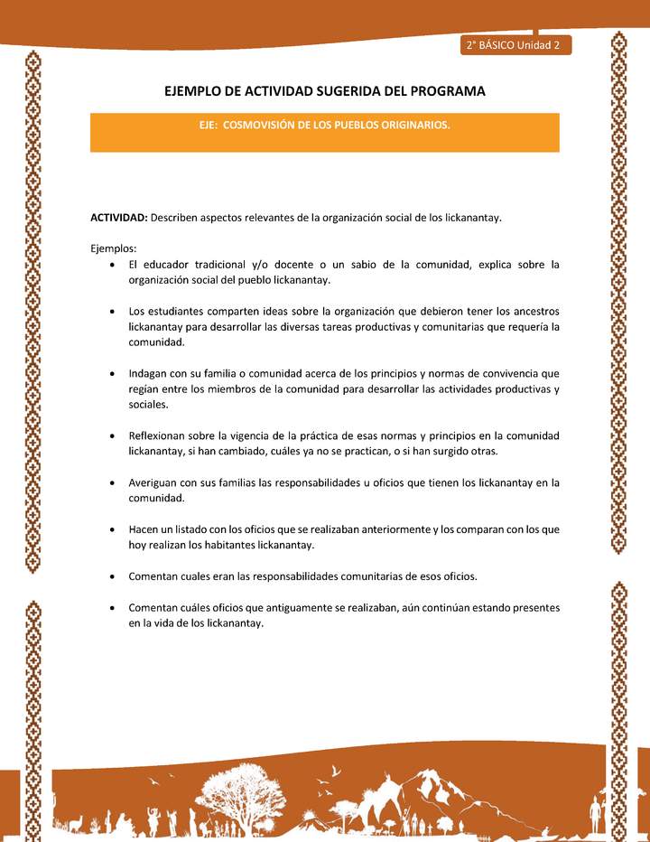 Actividad sugerida: LC02 - Lickanantay - U2 - N°5: DESCRIBEN ASPECTOS RELEVANTES DE LA ORGANIZACIÓN SOCIAL DE LOS LICKANANTAY. Actividad sugerida: LC02 - Lickanantay - U2 - N°5: DESCRIBEN ASPECTOS RELEVANTES DE LA ORGANIZACIÓN SOCIAL DE LOS LICKANANTAY.
