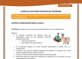 Actividad sugerida: LC02 - Lickanantay - U1 - N°1: ESCUCHAN COMPRENSIVAMENTE EL CUENTO TRADICIONAL “SILA Y EL EXTRATERRESTRE” Actividad sugerida: LC02 - Lickanantay - U1 - N°1: ESCUCHAN COMPRENSIVAMENTE EL CUENTO TRADICIONAL “SILA Y EL EXTRATERRESTRE”