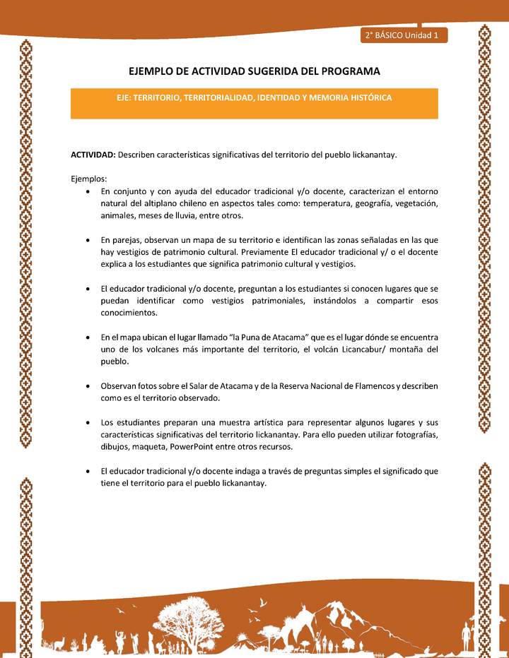 Actividad sugerida: LC02 - Lickanantay - U1 - N°5: DESCRIBEN CARACTERÍSTICAS SIGNIFICATIVAS DEL TERRITORIO DEL PUEBLO LICKANANTAY. Actividad sugerida: LC02 - Lickanantay - U1 - N°5: DESCRIBEN CARACTERÍSTICAS SIGNIFICATIVAS DEL TERRITORIO DEL PUEBLO LICKANANTAY.