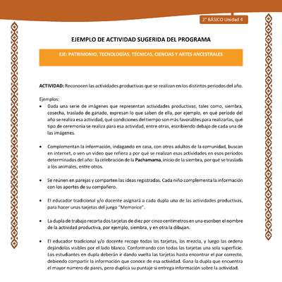 Actividad sugerida: LC02 - Lickanantay - U4 - N°6: RECONOCEN LAS ACTIVIDADES PRODUCTIVAS QUE SE REALIZAN EN LOS DISTINTOS PERIODOS DEL AÑO. Actividad sugerida: LC02 - Lickanantay - U4 - N°6: RECONOCEN LAS ACTIVIDADES PRODUCTIVAS QUE SE REALIZAN EN LOS DISTINTOS PERIODOS DEL AÑO.