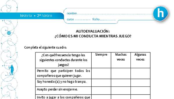 Autoevaluación: ¿Cómo es mi conducta mientras juego? Autoevaluación: ¿Cómo es mi conducta mientras juego?