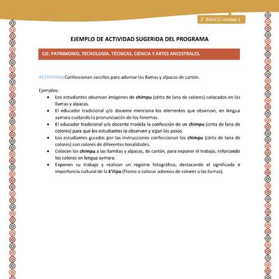 Actividad sugerida Nº 17 - LC02 - AYM-U1-17-2B-EP-Confeccionan zarcillos para adornar las llamas y alpacas de cartón Actividad sugerida Nº 17 - LC02 - AYM-U1-17-2B-EP-Confeccionan zarcillos para adornar las llamas y alpacas de cartón