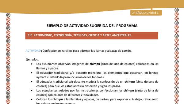 Actividad sugerida Nº 17 - LC02 - AYM-U1-17-2B-EP-Confeccionan zarcillos para adornar las llamas y alpacas de cartón Actividad sugerida Nº 17 - LC02 - AYM-U1-17-2B-EP-Confeccionan zarcillos para adornar las llamas y alpacas de cartón