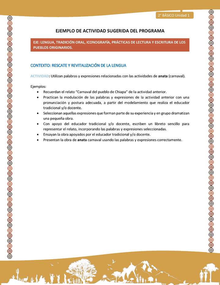 Actividad sugerida Nº 5 - LC02 - AYM-U1-05-2B-LR-Utilizan palabras y expresiones relacionadas con las actividades de anata (carnaval). Actividad sugerida Nº 5 - LC02 - AYM-U1-05-2B-LR-Utilizan palabras y expresiones relacionadas con las actividades de anata (carnaval).