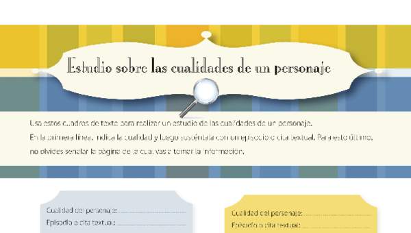 Estudio de las cualidades de un personaje Estudio de las cualidades de un personaje