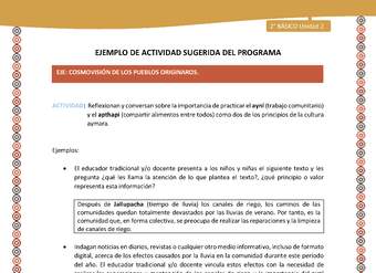Actividad sugerida Nº 14- LC02 - AYM-U2-01-ECO- Reflexionan y conversan sobre la importancia de practicar el ayni (trabajo comunitario) y el apthapi (compartir alimentos entre todos) como dos de los principios de la cultura aymara. Actividad sugerida Nº 14- LC02 - AYM-U2-01-ECO- Reflexionan y conversan sobre la importancia de practicar el ayni (trabajo comunitario) y el apthapi (compartir alimentos entre todos) como dos de los principios de la cultura aymara.