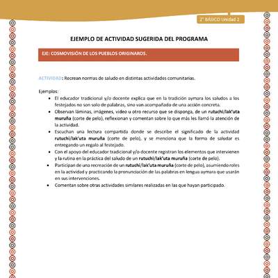 Actividad sugerida Nº 13- LC02 - AYM-U2-01-ECO-  Recrean normas de saludo en distintas actividades comunitarias. Actividad sugerida Nº 13- LC02 - AYM-U2-01-ECO-  Recrean normas de saludo en distintas actividades comunitarias.