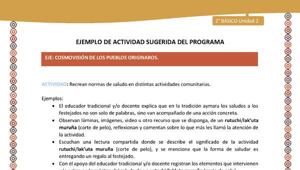 Actividad sugerida Nº 13- LC02 - AYM-U2-01-ECO-  Recrean normas de saludo en distintas actividades comunitarias. Actividad sugerida Nº 13- LC02 - AYM-U2-01-ECO-  Recrean normas de saludo en distintas actividades comunitarias.