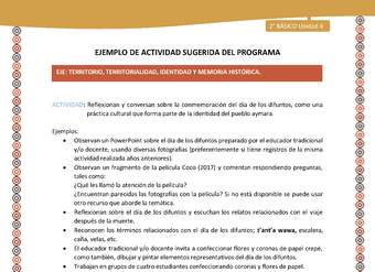 Actividad sugerida Nº 9- LC02 - AYM-U3-9-AYM-U4-09-2B-ET-Reflexionan y conversan sobre la conmemoración del día de los difuntos, como una práctica cultural que forma parte de la identidad del pueblo aymara. Actividad sugerida Nº 9- LC02 - AYM-U3-9-AYM-U4-09-2B-ET-Reflexionan y conversan sobre la conmemoración del día de los difuntos, como una práctica cultural que forma parte de la identidad del pueblo aymara.
