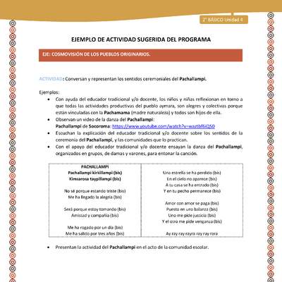 Actividad sugerida Nº 10- LC02 - AYM-U3-10-AYM-U4-10-2B-ECO-Conversan y representan los sentidos ceremoniales del Pachallampi. Actividad sugerida Nº 10- LC02 - AYM-U3-10-AYM-U4-10-2B-ECO-Conversan y representan los sentidos ceremoniales del Pachallampi.