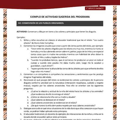 Actividad sugerida: LC01 - Diaguita - U4 - N°3: CONVERSAN Y DIBUJAN EN TORNO A LOS VALORES Y PRINCIPIOS QUE TIENEN LOS DIAGUITA. Actividad sugerida: LC01 - Diaguita - U4 - N°3: CONVERSAN Y DIBUJAN EN TORNO A LOS VALORES Y PRINCIPIOS QUE TIENEN LOS DIAGUITA.