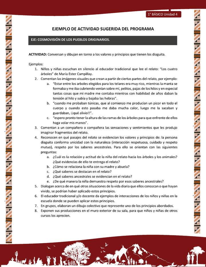 Actividad sugerida: LC01 - Diaguita - U4 - N°3: CONVERSAN Y DIBUJAN EN TORNO A LOS VALORES Y PRINCIPIOS QUE TIENEN LOS DIAGUITA. Actividad sugerida: LC01 - Diaguita - U4 - N°3: CONVERSAN Y DIBUJAN EN TORNO A LOS VALORES Y PRINCIPIOS QUE TIENEN LOS DIAGUITA.