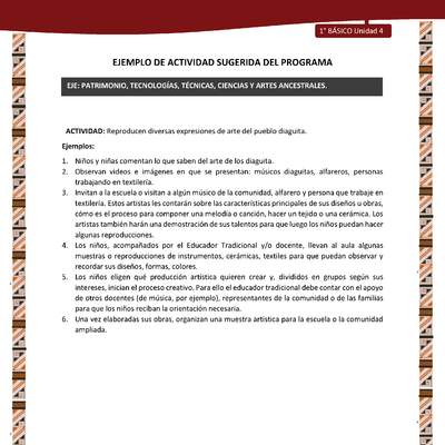 Actividad sugerida: LC01 - Diaguita - U4 - N°4:  REPRODUCEN DIVERSAS EXPRESIONES DE ARTE DEL PUEBLO DIAGUITA. Actividad sugerida: LC01 - Diaguita - U4 - N°4:  REPRODUCEN DIVERSAS EXPRESIONES DE ARTE DEL PUEBLO DIAGUITA.