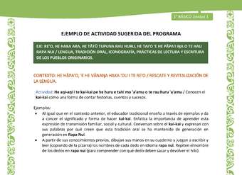 Actividad sugerida LC01 - Rapa Nui - U1 - N°07: Conocen el kai-kai como una forma de contar historias, cuentos y sucesos. Actividad sugerida LC01 - Rapa Nui - U1 - N°07: Conocen el kai-kai como una forma de contar historias, cuentos y sucesos.