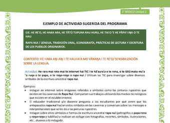 Actividad sugerida LC01 - Rapa Nui - U2 - N°20: Utilizan las TIC para investigar sobre diversos símbolos de la escritura ancestral rapa nui. Actividad sugerida LC01 - Rapa Nui - U2 - N°20: Utilizan las TIC para investigar sobre diversos símbolos de la escritura ancestral rapa nui.