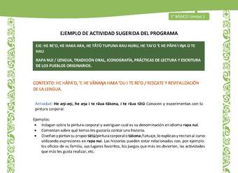 Actividad sugerida LC01 - Rapa Nui - U2 - N°27:  Conocen y experimentan con la pintura corporal. Actividad sugerida LC01 - Rapa Nui - U2 - N°27:  Conocen y experimentan con la pintura corporal.