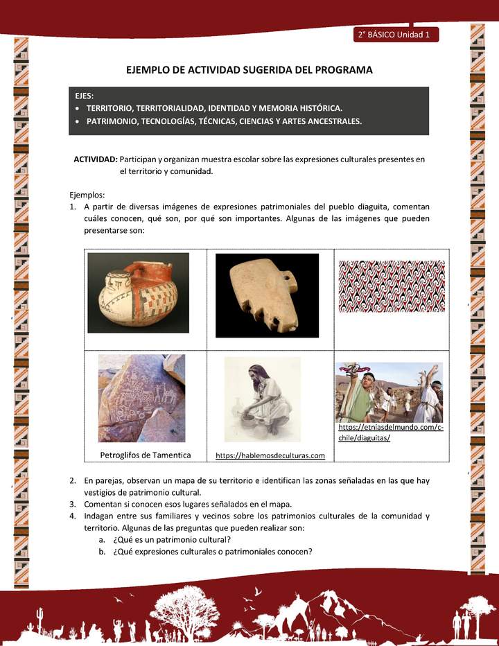 Actividad sugerida: LC02 - Diaguita - U1 - N°2:PARTICIPAN Y ORGANIZAN MUESTRA ESCOLAR SOBRE LAS EXPRESIONES CULTURALES PRESENTES EN EL TERRITORIO Y COMUNIDAD. Actividad sugerida: LC02 - Diaguita - U1 - N°2:PARTICIPAN Y ORGANIZAN MUESTRA ESCOLAR SOBRE LAS EXPRESIONES CULTURALES PRESENTES EN EL TERRITORIO Y COMUNIDAD.