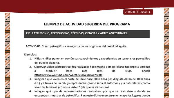 Actividad sugerida: LC02 - Diaguita - U3 - N°3: CREAN PETROGLIFOS A SEMEJANZA DE LOS ORIGINALES DEL PUEBLO DIAGUITA. Actividad sugerida: LC02 - Diaguita - U3 - N°3: CREAN PETROGLIFOS A SEMEJANZA DE LOS ORIGINALES DEL PUEBLO DIAGUITA.