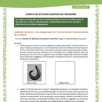 Actividad sugerida LC01 - Rapa Nui - U3 - N°47: Juegan al “Dominó del mar y la pesca”. Actividad sugerida LC01 - Rapa Nui - U3 - N°47: Juegan al “Dominó del mar y la pesca”.