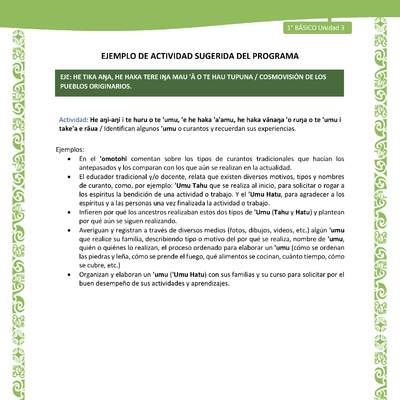 Actividad sugerida LC01 - Rapa Nui - U3 - N°59: Identifican algunos 'umu o curantos y recuerdan sus experiencias. Actividad sugerida LC01 - Rapa Nui - U3 - N°59: Identifican algunos 'umu o curantos y recuerdan sus experiencias.