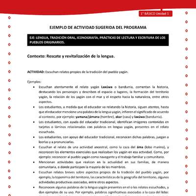 Actividad sugerida Nº 2- LC01 - YAG-U1-LR - Escuchan relatos propios de la tradición del pueblo yagán Actividad sugerida Nº 2- LC01 - YAG-U1-LR - Escuchan relatos propios de la tradición del pueblo yagán