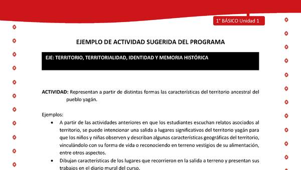 Actividad sugerida Nº 5- LC01 - YAG-U1-ET - Representan a partir de distintas formas las características del territorio ancestral del pueblo yagán Actividad sugerida Nº 5- LC01 - YAG-U1-ET - Representan a partir de distintas formas las características del territorio ancestral del pueblo yagán